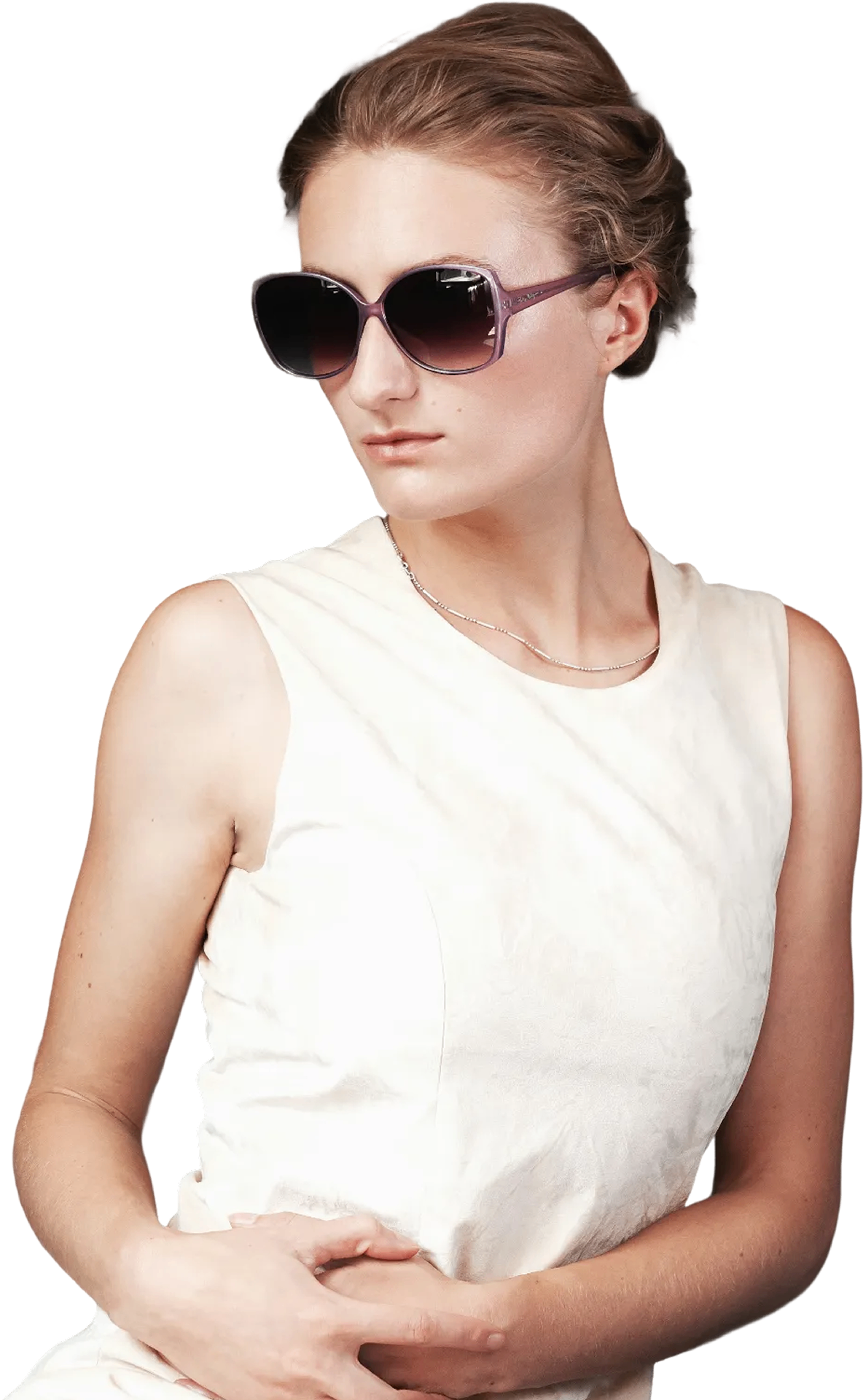 Customer wearing designer sunglasses